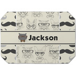 Hipster Cats & Mustache Dining Table Mat - Octagon (Single-Sided) w/ Name or Text