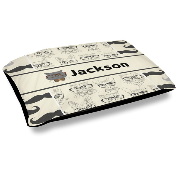 Custom Hipster Cats & Mustache Dog Bed w/ Name or Text