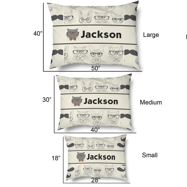Hipster Cats & Mustache Outdoor Dog Beds - SIZE CHART