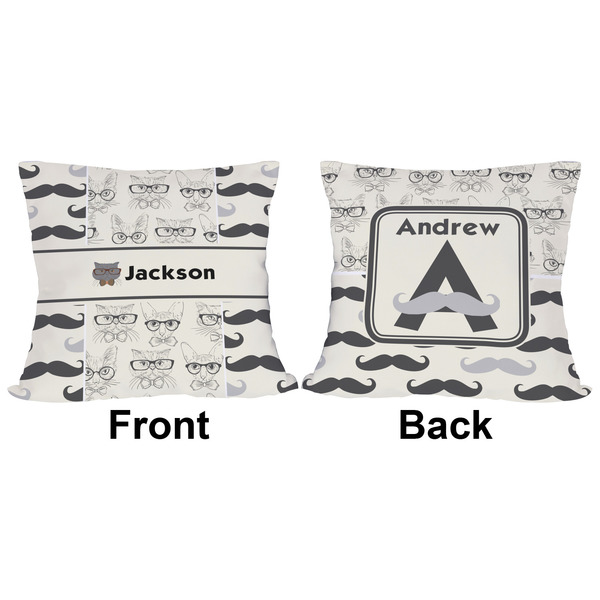 Hipster Cats & Mustache Outdoor Pillow - 16x16