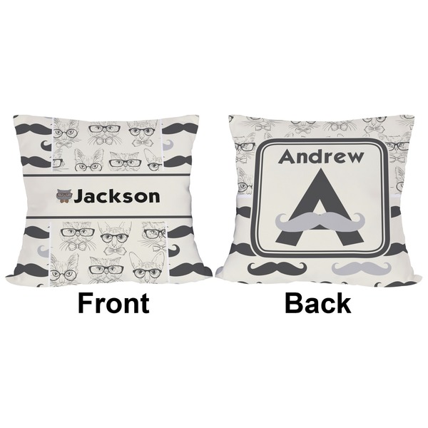 Hipster Cats & Mustache Outdoor Pillow - 20x20