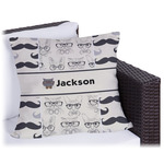 Hipster Cats & Mustache Outdoor Pillow (Personalized)