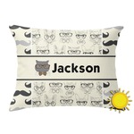 Hipster Cats & Mustache Outdoor Throw Pillow (Rectangular) (Personalized)