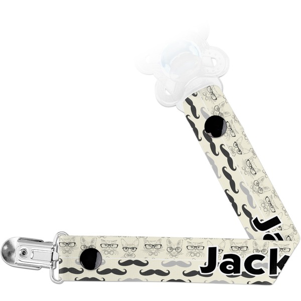 Custom Hipster Cats & Mustache Pacifier Clip (Personalized)