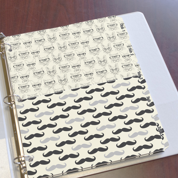 Hipster Cats & Mustache Page Dividers - Set of 5 - In Context