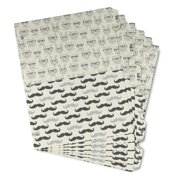 Custom Hipster Cats & Mustache Binder Tab Divider - Set of 6 (Personalized)