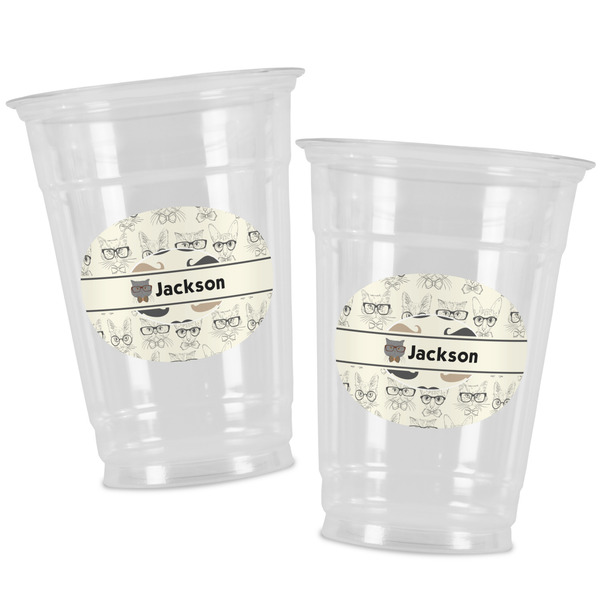 Hipster Cats & Mustache Party Cups - 16oz - Alt View