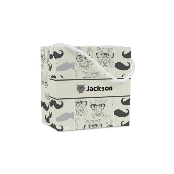 Custom Hipster Cats & Mustache Party Favor Gift Bags - Matte (Personalized)