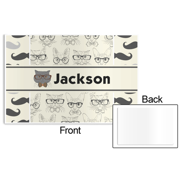 Hipster Cats & Mustache Disposable Paper Placemat - Front & Back