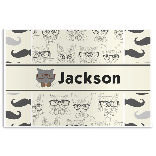Custom Hipster Cats & Mustache Disposable Paper Placemats (Personalized)