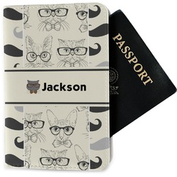 Hipster Cats & Mustache Passport Holder - Fabric (Personalized)