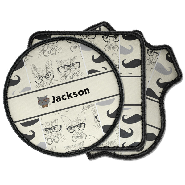 Custom Hipster Cats & Mustache Iron on Patches (Personalized)