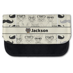 Hipster Cats & Mustache Canvas Pencil Case w/ Name or Text