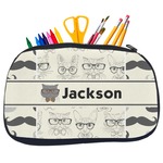 Hipster Cats & Mustache Neoprene Pencil Case - Medium w/ Name or Text