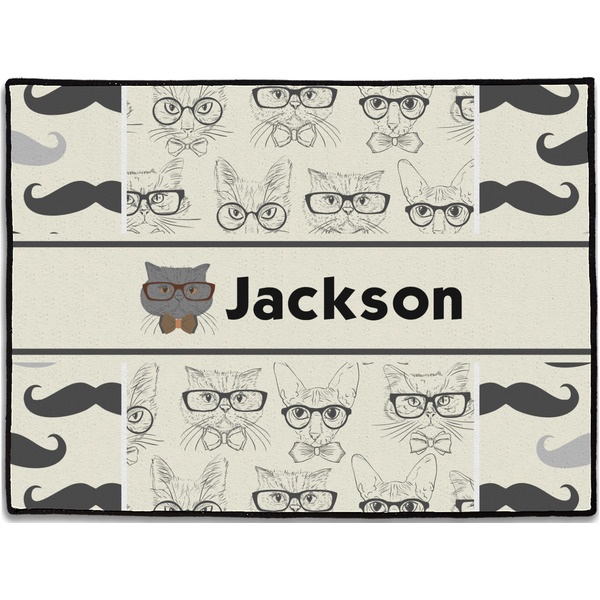 Custom Hipster Cats & Mustache Door Mat - 24"x18" (Personalized)