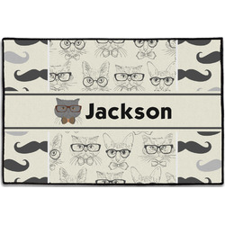 Hipster Cats & Mustache Door Mat - 36"x24" (Personalized)