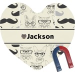 Hipster Cats & Mustache Heart Fridge Magnet (Personalized)