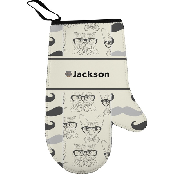 Hipster Cats & Mustache Personalized Oven Mitt