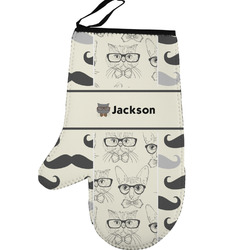 Hipster Cats & Mustache Left Oven Mitt (Personalized)