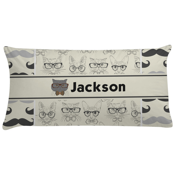 Custom Hipster Cats & Mustache Pillow Case - King (Personalized)