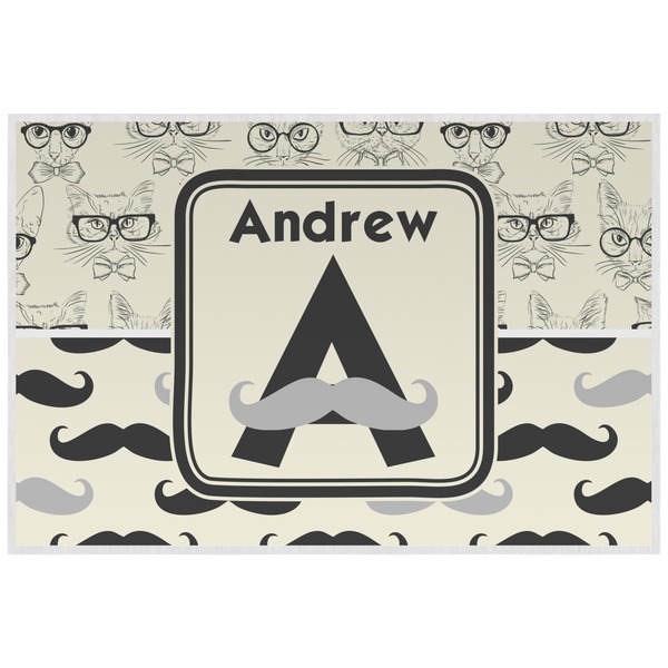 Hipster Cats & Mustache Personalized Placemat (Back)