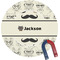 Hipster Cats & Mustache Personalized Round Fridge Magnet