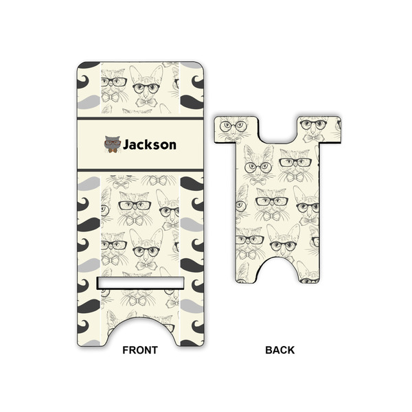 Hipster Cats & Mustache Phone Stand - Front & Back