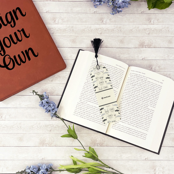 Hipster Cats & Mustache Plastic Bookmarks - In Context