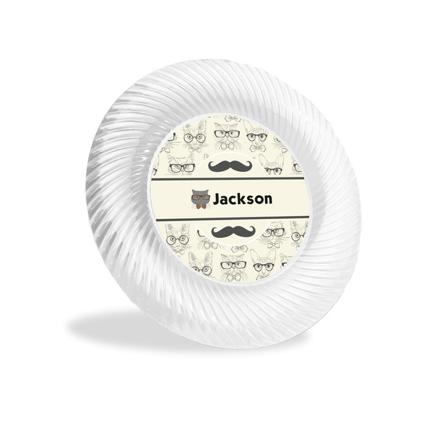 Custom Hipster Cats & Mustache Plastic Party Appetizer & Dessert Plates - 6" (Personalized)