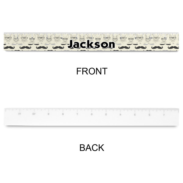 Hipster Cats & Mustache Plastic Ruler - 12" - APPROVAL