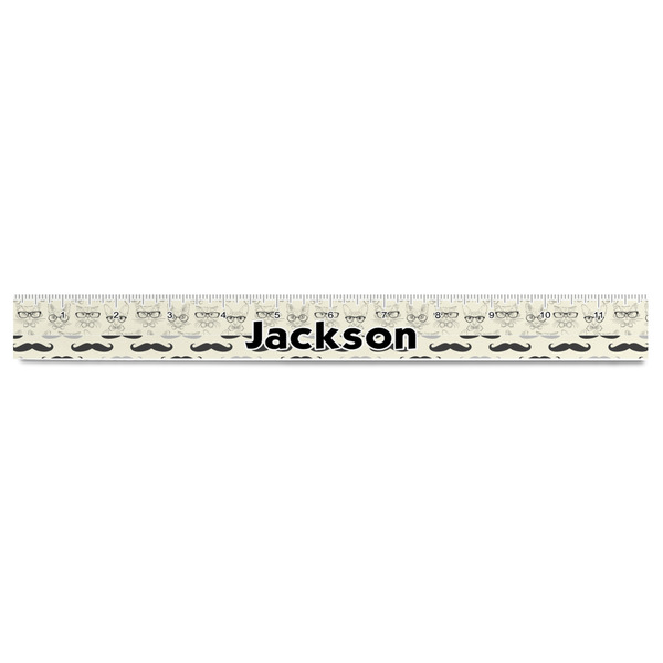 Hipster Cats & Mustache Plastic Ruler - 12" - FRONT