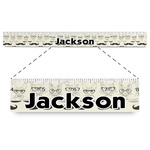 Hipster Cats & Mustache Plastic Ruler - 12" (Personalized)