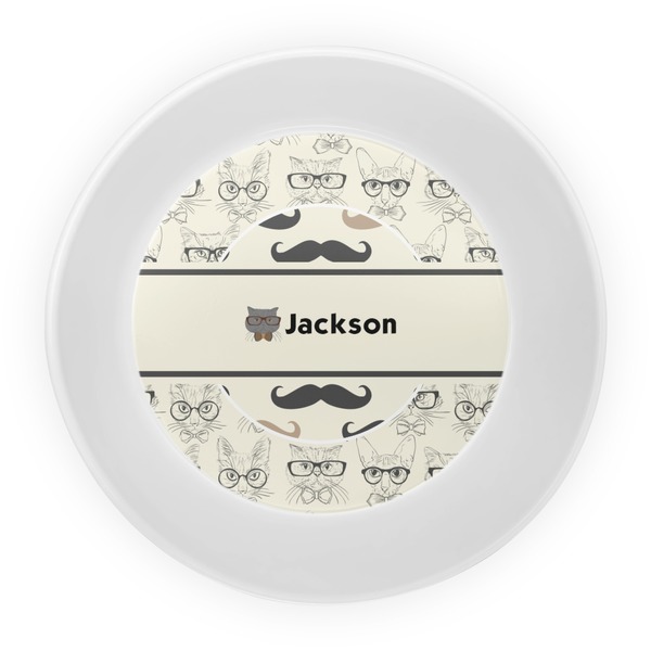 Hipster Cats & Mustache Melamine Bowl - Center