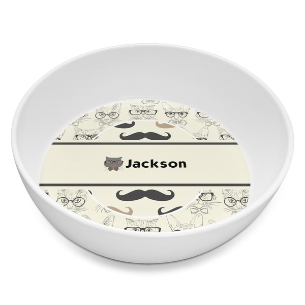 Custom Hipster Cats & Mustache Melamine Bowl - 8 oz (Personalized)