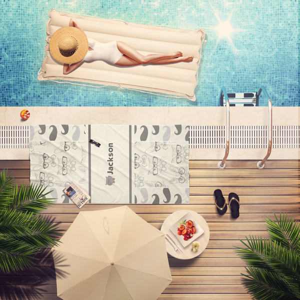 Hipster Cats & Mustache Pool Towel Lifestyle