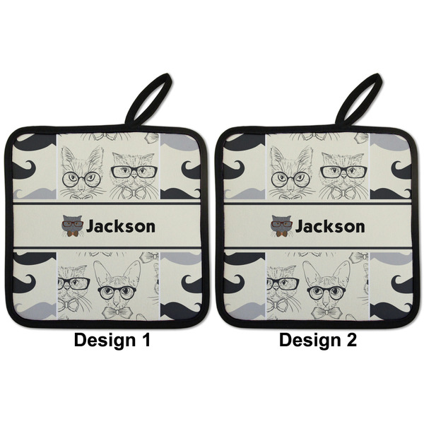 Hipster Cats & Mustache Pot Holders - Set of 2 APPROVAL