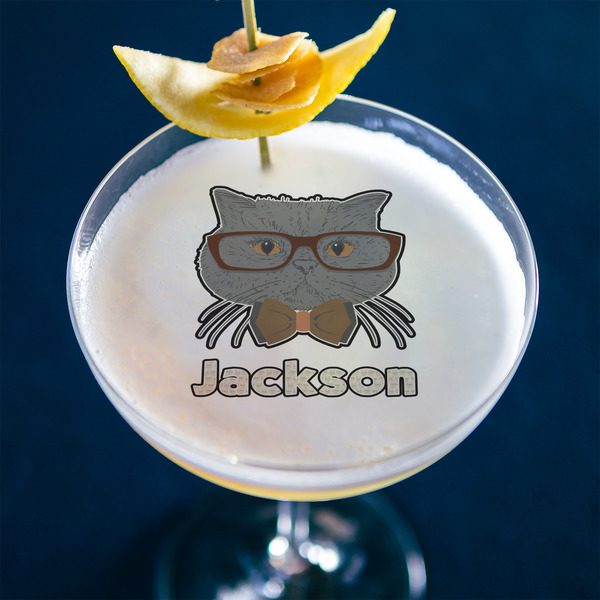 Hipster Cats & Mustache Printed Drink Topper - XLarge - In Context