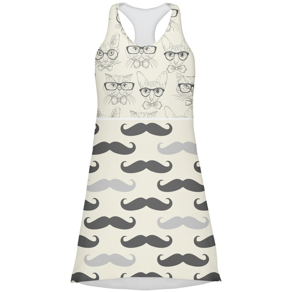 Custom Hipster Cats & Mustache Racerback Dress - X Small