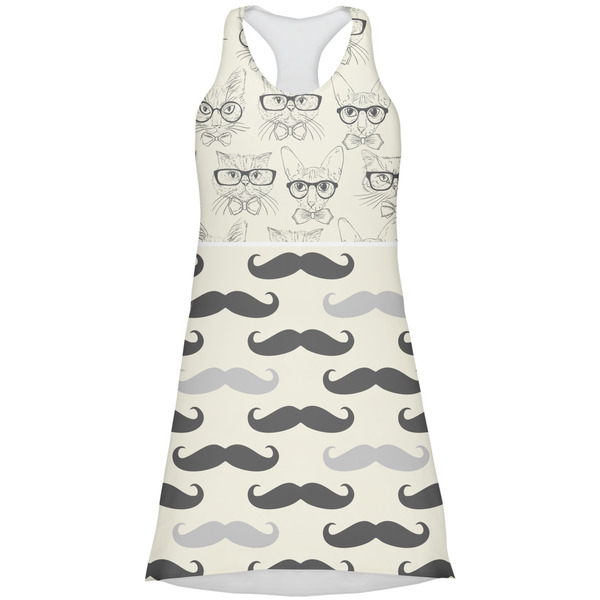 Custom Hipster Cats & Mustache Racerback Dress - X Small