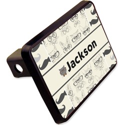 Hipster Cats & Mustache Rectangular Trailer Hitch Cover - 2" (Personalized)