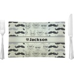 Hipster Cats & Mustache Glass Rectangular Lunch / Dinner Plate (Personalized)
