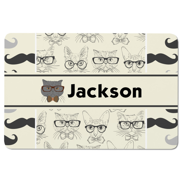 Hipster Cats & Mustache Rectangular Fridge Magnet - FRONT