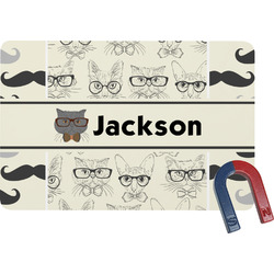 Hipster Cats & Mustache Rectangular Fridge Magnet (Personalized)