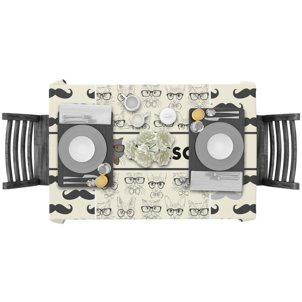 Hipster Cats & Mustache Rectangular Tablecloths - LIFESTYLE