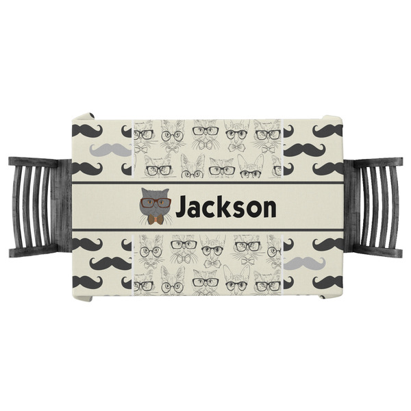 Custom Hipster Cats & Mustache Tablecloth - 58"x58" (Personalized)