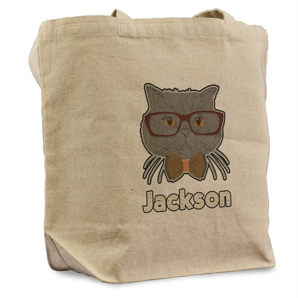 Custom Hipster Cats & Mustache Reusable Cotton Grocery Bag (Personalized)
