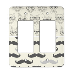 Hipster Cats & Mustache Rocker Style Light Switch Cover - Two Switch