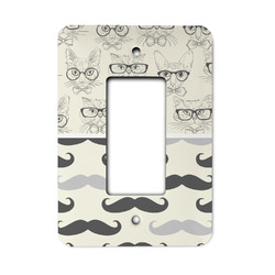 Hipster Cats & Mustache Rocker Style Light Switch Cover - Single Switch