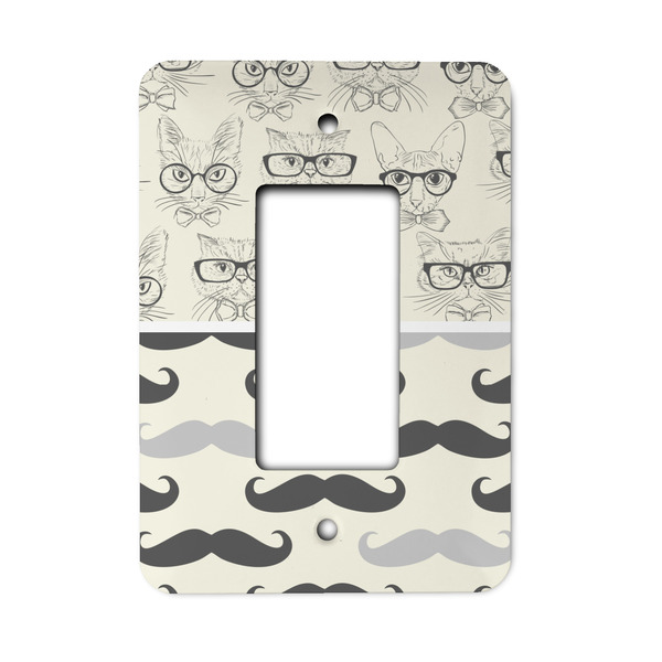 Custom Hipster Cats & Mustache Rocker Style Light Switch Cover - Single Switch