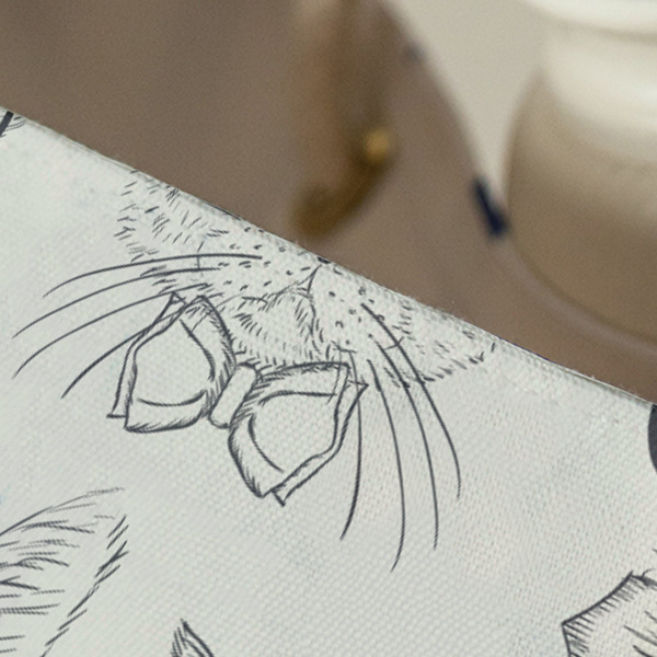 Hipster Cats & Mustache Large Rope Tote - Close Up View